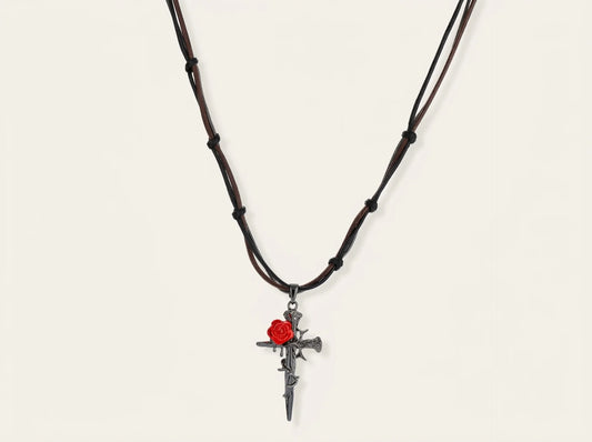 Thorn Rose Cross Necklace